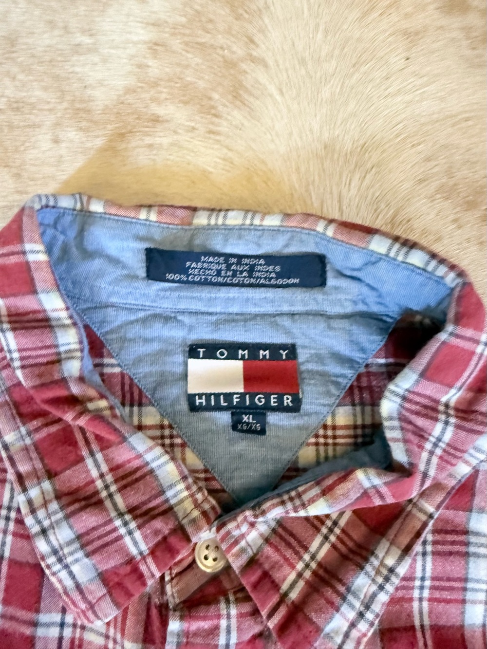 Tommy Hilfiger Red Plaid Cotton Button-Down Shirt